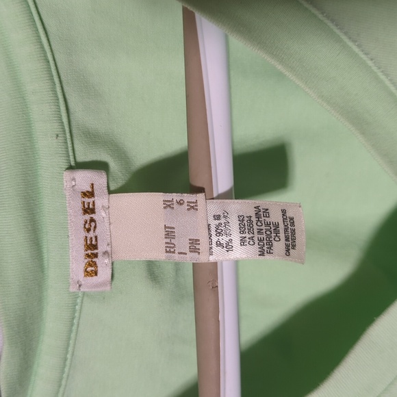 Diesel Men's Size XL Mint Green V Neck Tee Shirt - Picture 2 of 4